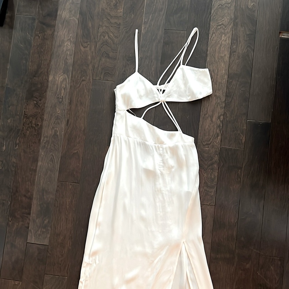 Long silky asymmetrical dress
